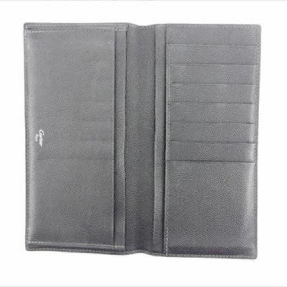 Cartier Wallet Purse Long Wallet Black Silver Mens Authentic Used T7084 - Picture 8 of 9